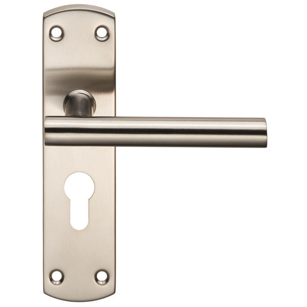 Eurospec - Steelworx Residential T Bar Lever on Euro Lock Backplate - Satin Stainless Steel - CSLP1164E/SSS - Choice Handles