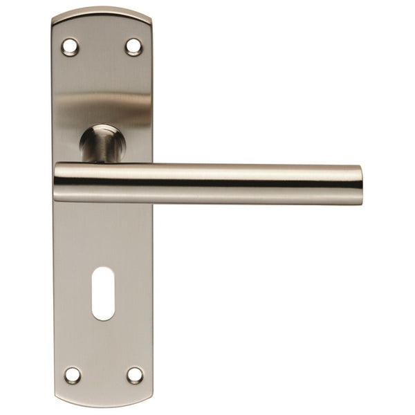 Eurospec - Steelworx Residential T Bar Lever on Lock Backplate - Satin Stainless Steel - CSLP1164P/SSS - Choice Handles
