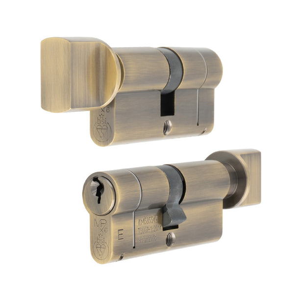 Eurospec - MPX6 Euro Cylinder & Turn-Antique Brass-KA-80mm - CYF74380AB