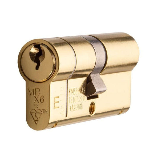 Eurospec - MPX6 Euro Double Cylinder-Polished Brass-KA-70mm - CYF74270PB