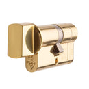Eurospec - MPX6 80mm EURO CYLINDER & TURN- KTD - Polished Brass - CYX71380PB - Choice Handles