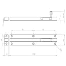 Frelan Hardware Straight Brass Barrel Bolt 150mm x 25mm - Satin Chrome  - J1001DE - Choice Handles
