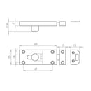 Frelan - Bathroom Door Bolt 65mm x 25mm - Polished Brass - J141PB - Choice Handles