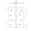Frelan - Steel Butt Hinge 102mm - Electro Brass - J1838-FEB - Choice Handles