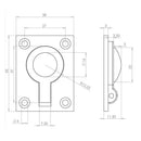 Frelan - Flush Ring Pull 38mm x 50mm - Polished Chrome - JV424APC - Choice Handles