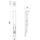 Frelan - Square Lever Action Flush Bolt 250 x 20mm - Satin Chrome - JV5640DSC - Choice Handles