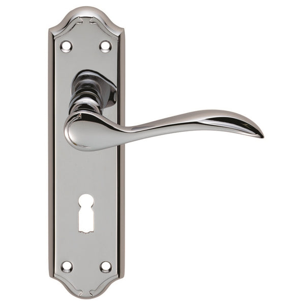Carlisle Brass - Madrid Lever on Lock Backplate - Polished Chrome - DL190CP - Choice Handles