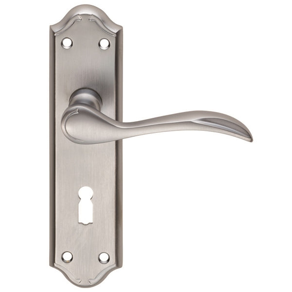 Carlisle Brass - Madrid Lever on Lock Backplate - Satin Chrome - DL190SC - Choice Handles