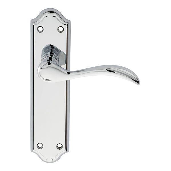 Carlisle Brass - Madrid Lever on Latch Backplate - Polished Chrome - DL191CP - Choice Handles