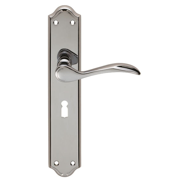 Carlisle Brass - Madrid Lever on Long Lock Backplate - Polished Chrome - DL290CP - Choice Handles