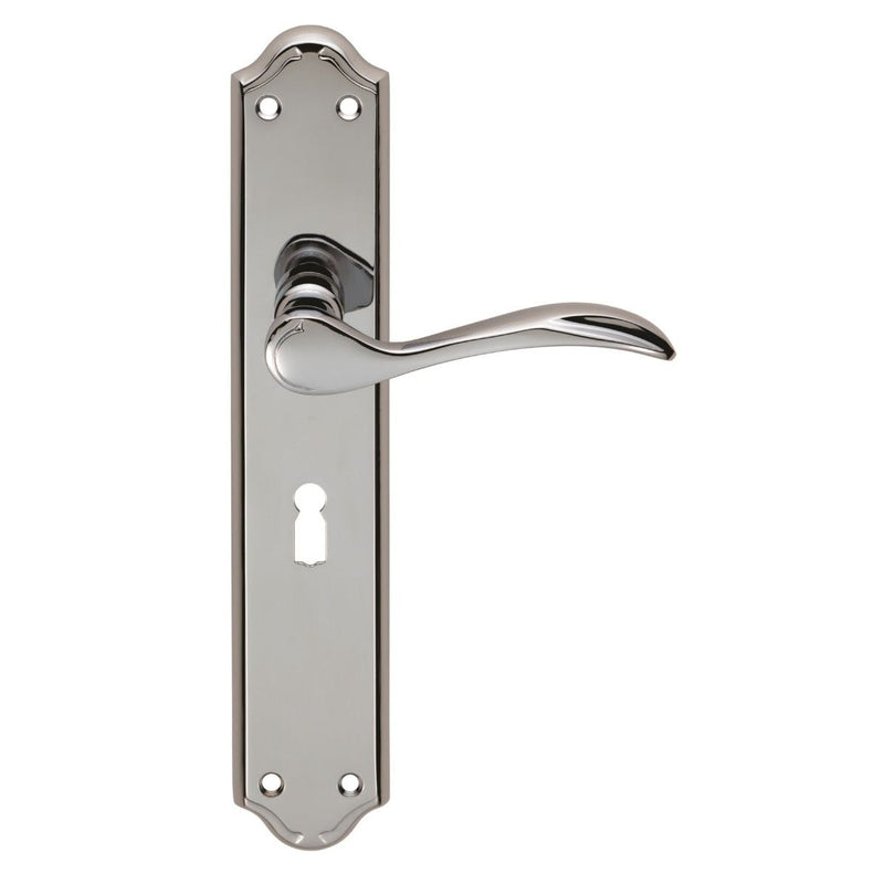 Carlisle Brass - Madrid Lever on Long Lock Backplate - Polished Chrome - DL290CP - Choice Handles