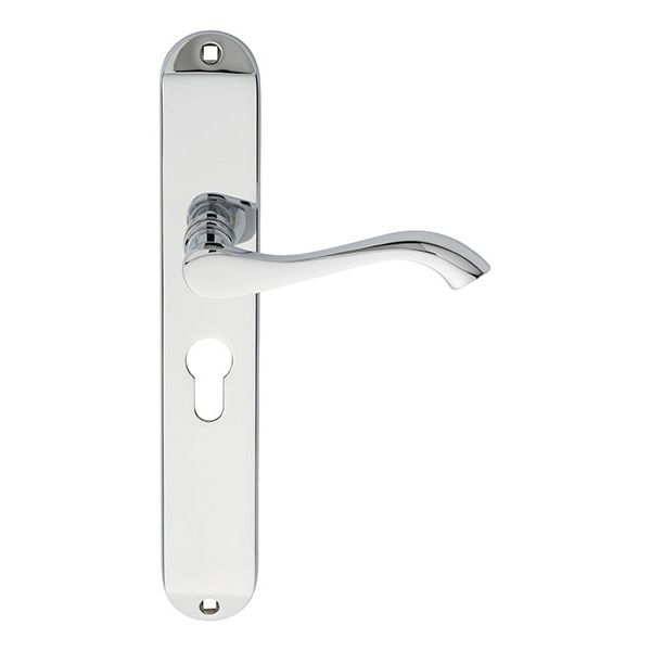 Carlisle Brass - Andros Lever on Euro Lock Long Backplate - Polished Chrome - DL380YCP - Choice Handles