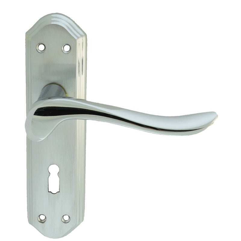 Carlisle Brass - Lytham Lever on Lock backplate - Satin / Polished Chrome Dual Finish - DL450SCCP - Choice Handles