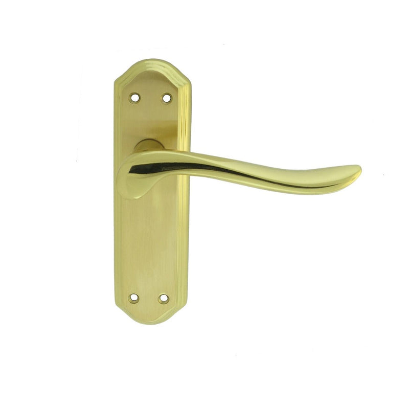 Carlisle Brass - Lytham Lever on Latch backplate - Satin / Polished Brass Dual Finish - DL451SBPB - Choice Handles