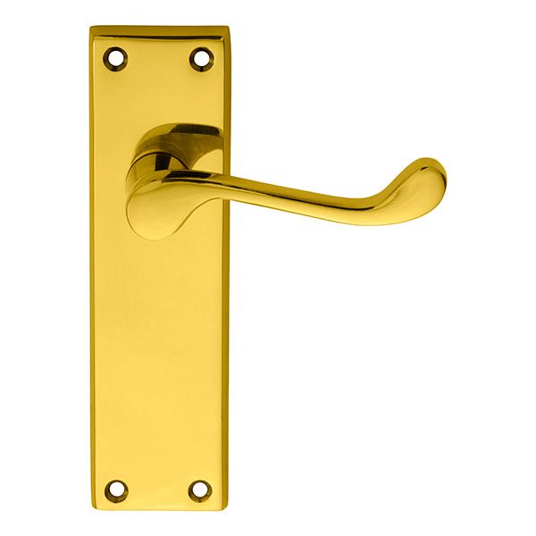 Carlisle Brass - Victorian Scroll Lever on Sweedor Latch Backplate - Polished Brass - DL54S - Choice Handles