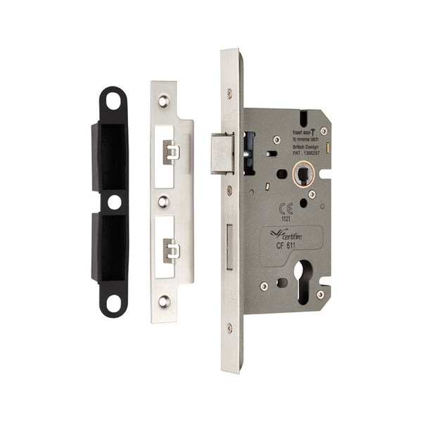 Eurospec - Easi-T Din Euro Profile Sashlock, 60mm Backset  - Satin Stainless Steel DLS7260EPSSS - Choice Handles