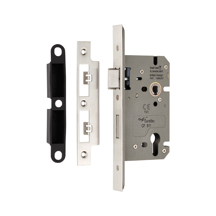 Eurospec - Easi-T Din Euro Profile Sashlock, 60mm Backset  - Satin Stainless Steel DLS7260EPSSS - Choice Handles