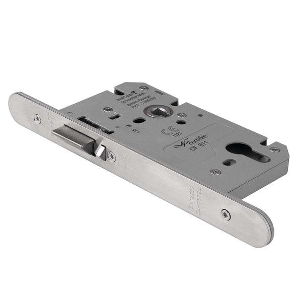 Eurospec - Easi-T Din Euro Profile Nightlatch Radius, 60mm Backset  - Satin Stainless Steel DLS7260NLASSS/R - Choice Handles