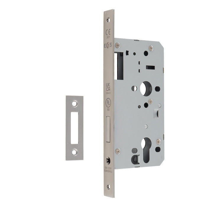 Eurospec - DIN Euro Deadlock-Satin Stainless Steel-Square-55mm - Stainless Steel - DLX0055EPSSS - Choice Handles
