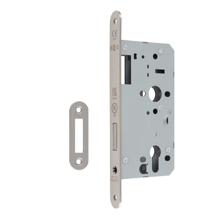 Eurospec - DIN Euro Deadlock-Satin Stainless Steel-Radius-55mm - Stainless Steel - DLX0055EPSSS/R - Choice Handles