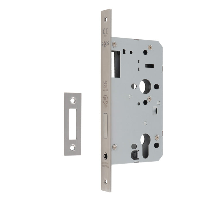 Eurospec - DIN Euro Deadlock-Satin Stainless Steel-Square-60mm - Stainless Steel - DLX0060EPSSS - Choice Handles