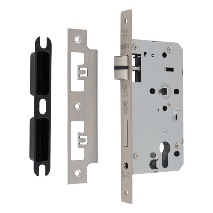 Eurospec - DIN Euro Sashlock-Satin Stainless Steel-55mm-Square - Stainless Steel - DLX7255EPSSS