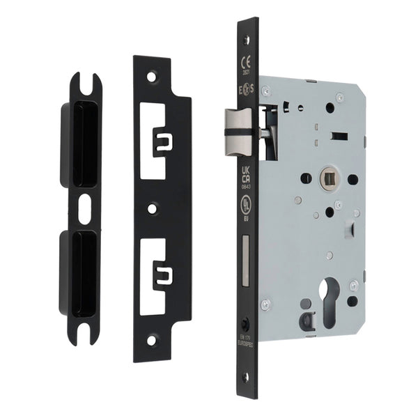 Eurospec - DIN Euro Escape Lock-Matt Black-Square - Matt Black - DLX7260ESCMB - Choice Handles