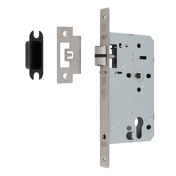 Eurospec - DIN Euro Nightlatch-Satin Stainless Steel-Square-60mm - Stainless Steel - DLX7260NLSSS - Choice Handles