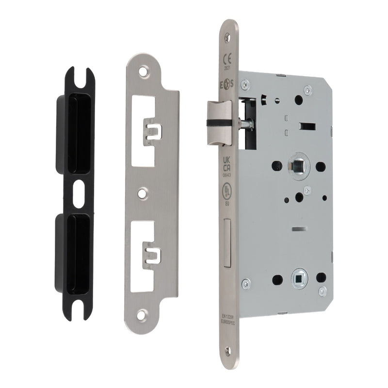 Eurospec - DIN Bathroom Lock-Satin Stainless Steel-55mm-Radius - Stainless Steel - DLX7855WCSSS/R - Choice Handles