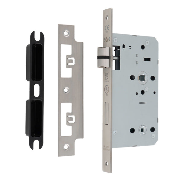 Eurospec - DIN Bathroom Lock-Satin Stainless Steel-60mm-Square - Stainless Steel - DLX7860WCSSS - Choice Handles