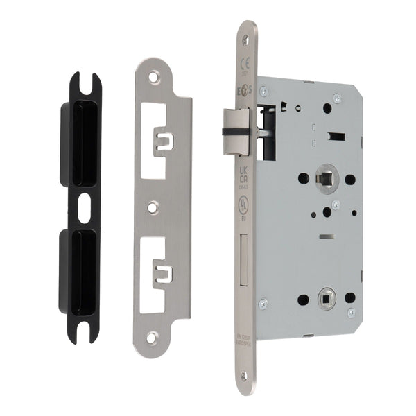 Eurospec - DIN Bathroom Lock-Satin Stainless Steel-60mm-Radius - Stainless Steel - DLX7860WCSSS/R - Choice Handles