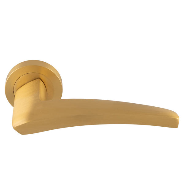 Manital Dune Lever On Round Rose - Satin Brass - DU5SB - Choice Handles