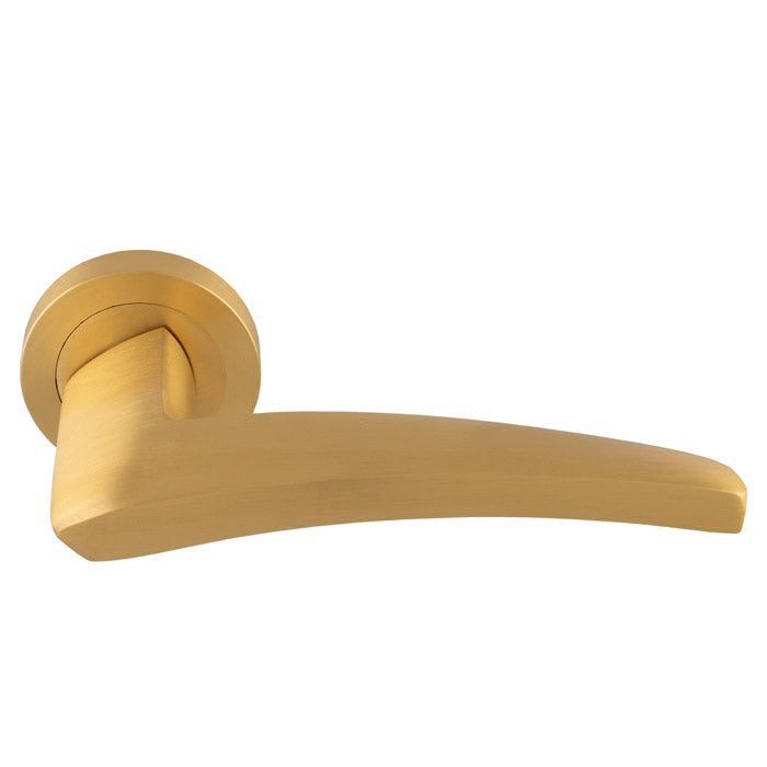 Manital Dune Lever On Round Rose - Satin Brass - DU5SB - Choice Handles