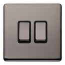 Eurolite Concealed 3mm 2 Gang 10Amp 2Way Switch - Black Nickel - ECBN2SWB - Choice Handles