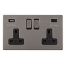 Eurolite Concealed 3mm Concealed 3Mm 2 Gang Usbc Socket - Black Nickel - ECBN2USBCB - Choice Handles