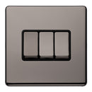 Eurolite Concealed 3mm 3 Gang 10Amp 2Way Switch - Black Nickel - ECBN3SWB - Choice Handles