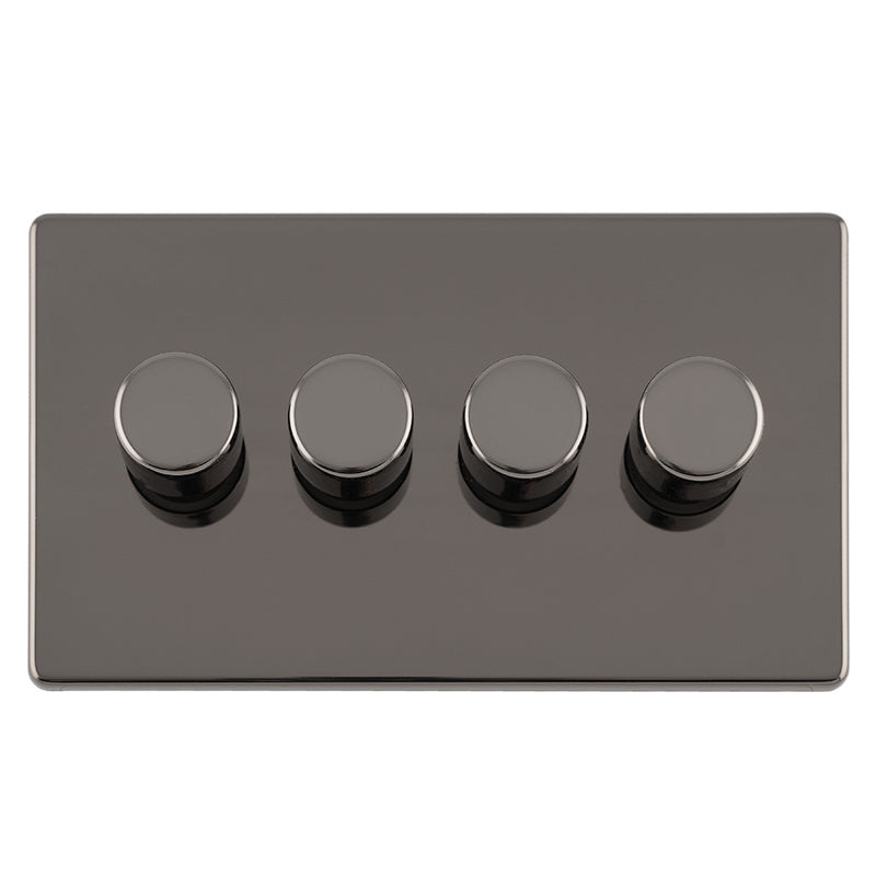 Eurolite Concealed 3mm 4 Gang Led Push On Off 2Way Dimmer - Black Nickel - ECBN4DLED - Choice Handles