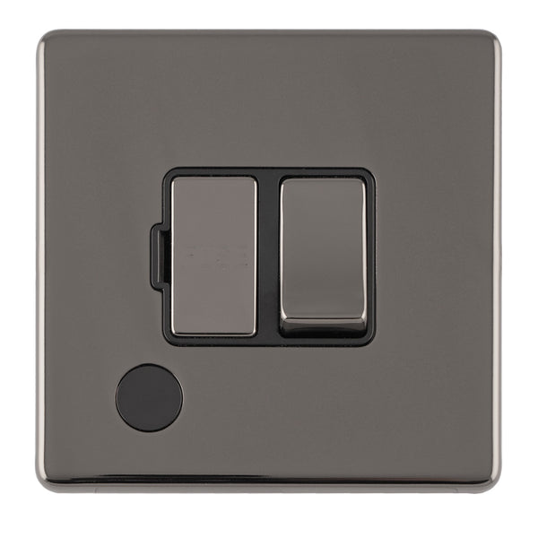 Eurolite Concealed 3mm 13Amp Switched Fuse Spur With Neon - Black Nickel - ECBNSWFFOB - Choice Handles