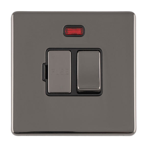 Eurolite Concealed 3mm 13Amp Switched Fuse Spur - Black Nickel - ECBNSWFNB - Choice Handles