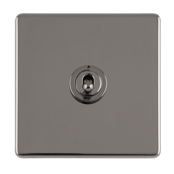 Eurolite Concealed 3mm 1 Gang 10Amp 2Way Toggle Switch Black Nickel Plate - Black Nickel - ECBNT1SW - Choice Handles