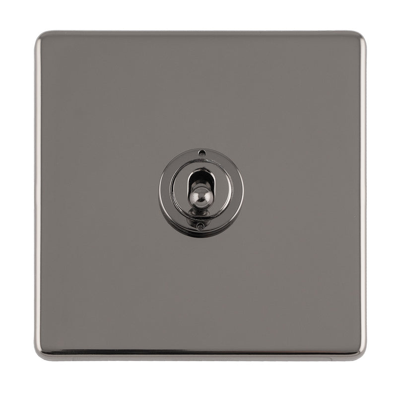 Eurolite Concealed 3mm 1 Gang 10Amp 2Way Toggle Switch Black Nickel Plate - Black Nickel - ECBNT1SW - Choice Handles