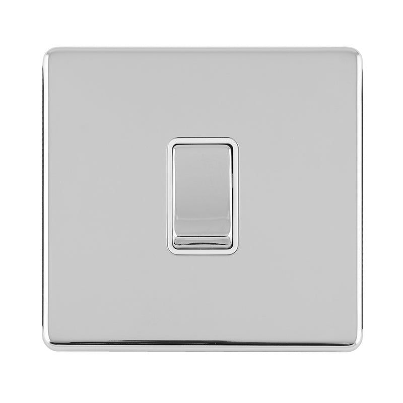 Eurolite Concealed 3mm 1 Gang 10Amp 2Way Switch - Polished Chrome - ECPC1SWW - Choice Handles