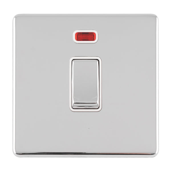 Eurolite Concealed 3mm 1 Gang 20Amp Dp Switch & Neon - Polished Chrome - ECPC20ADPSWNW - Choice Handles