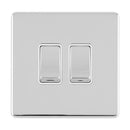 Eurolite Concealed 3mm 2 Gang 10Amp 2Way Switch - Polished Chrome - ECPC2SWW - Choice Handles