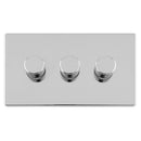 Eurolite Concealed 3mm 3 Gang Led Push On Off 2Way Dimmer - Polished Chrome - ECPC3DLED - Choice Handles