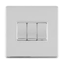 Eurolite Concealed 3mm 3 Gang 10Amp 2Way Switch - Polished Chrome - ECPC3SWW - Choice Handles