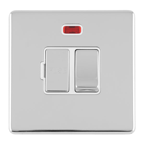 Eurolite Concealed 3mm 13Amp Switched Fuse Spur With Neon - Polished Chrome - ECPCSWFNW - Choice Handles