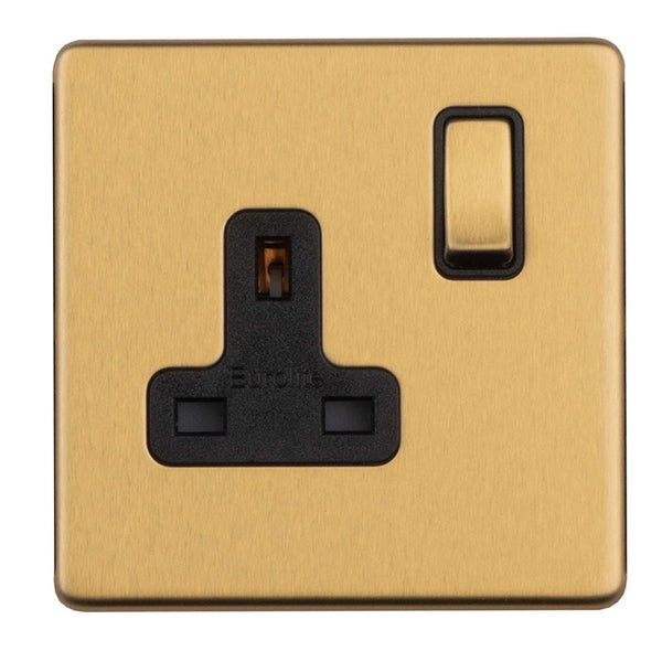 Eurolite Concealed 3mm 1 Gang 13Amp Dp Switch - Satin Brass - ECSB1SOB - Choice Handles