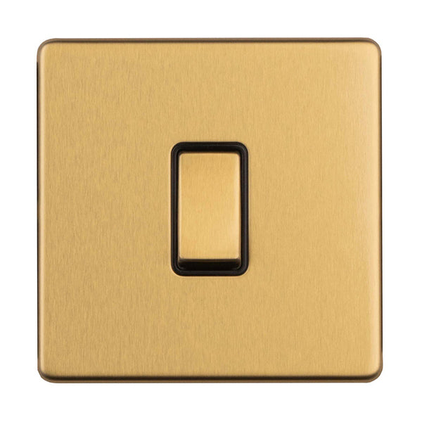 Eurolite Concealed 3mm 1 Gang 10Amp 2 Way Switch - Satin Brass - ECSB1SWB - Choice Handles