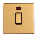 Eurolite Concealed 3mm 1 Gang 20Amp Switched Socket With Neon Indicator - Satin Brass - ECSB20ADPSWNB - Choice Handles